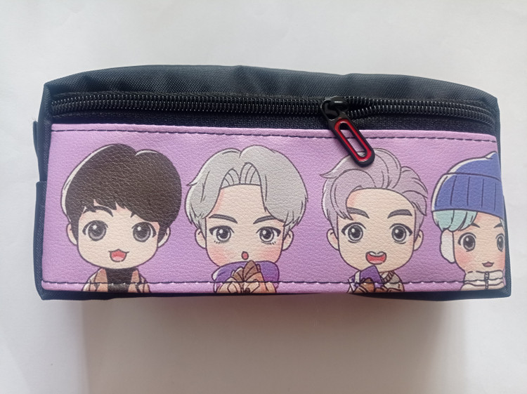 جامدادی دو زیپ فانتزی بی تی اس BTS بنفش