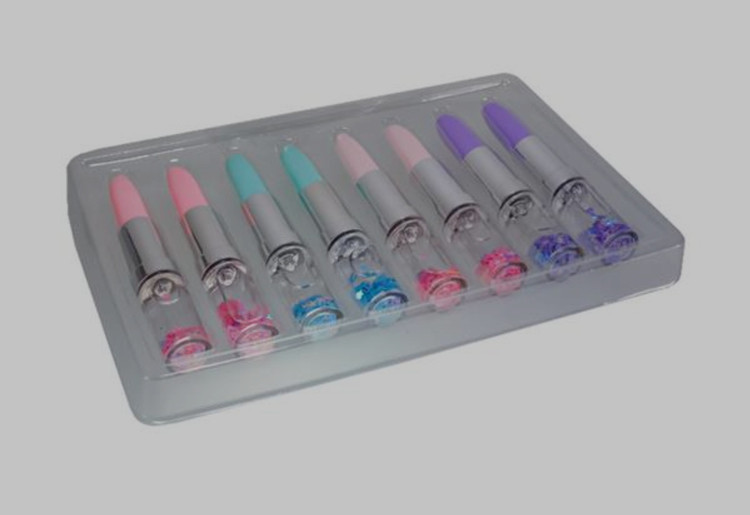 روان نویس فانتزی رنگ آبی طرح رژ لب اکلیلی