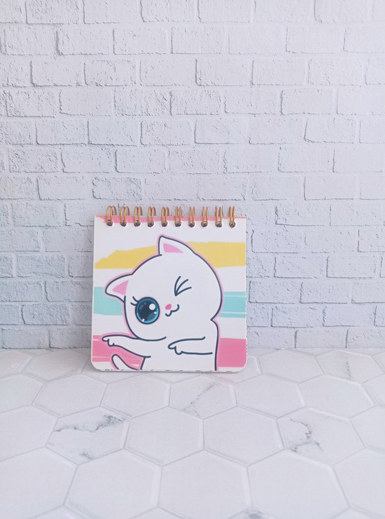 دفترچه 10×10 طرح دار فانتزی طرح گربه چشمک زن