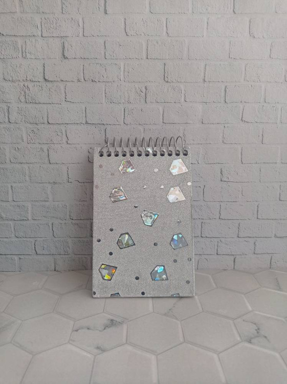 دفترچه یادداشت متوسط 1/16 سیمی جلد سخت متالایزر طرح الماس