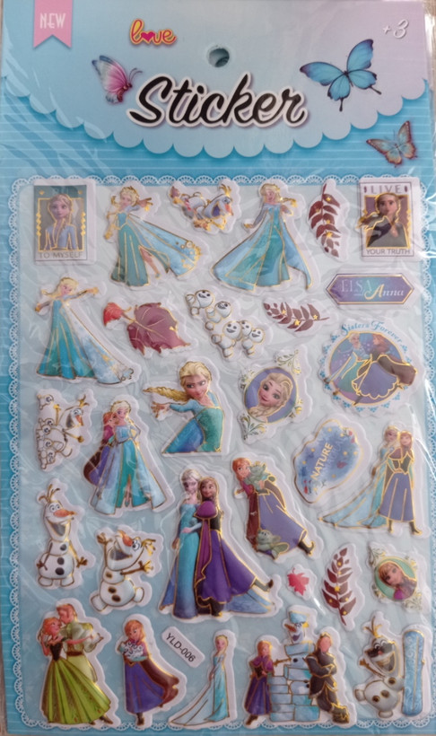 برچسب استیکر برجسته پفی ۳۰ عددی طرح السا و آنا فروزان Frozen یخ زده
