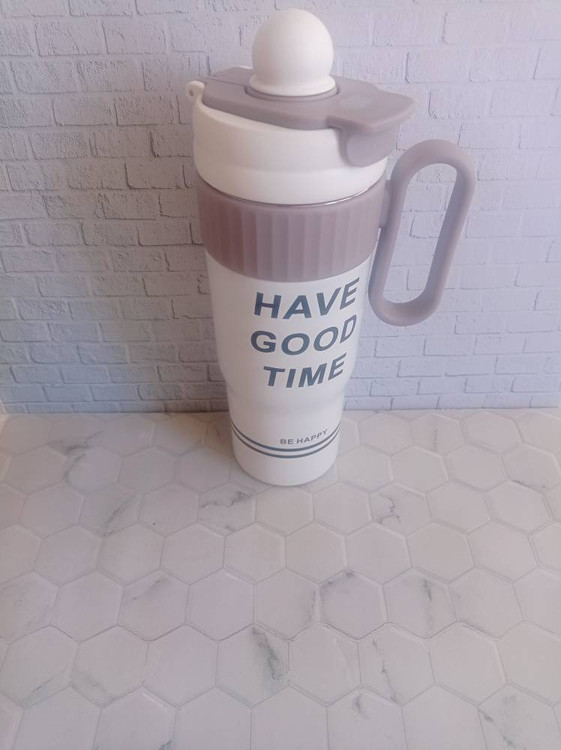 تراول ماگ دسته دار و نی دار Have Good Time مخصوص ماشین و مسافرت داخل استیل با کیفیت با ارسال رایگان