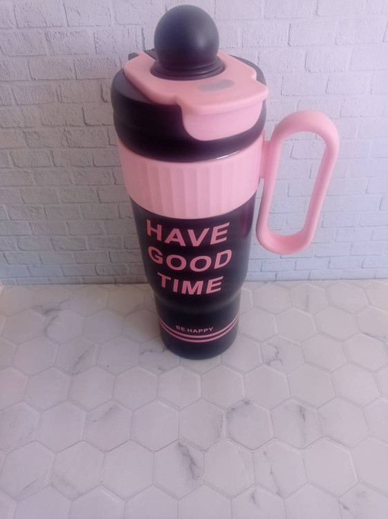 تراول ماگ دسته دار و نی دار Have Good Time مخصوص ماشین و مسافرت داخل استیل با کیفیت با ارسال رایگان