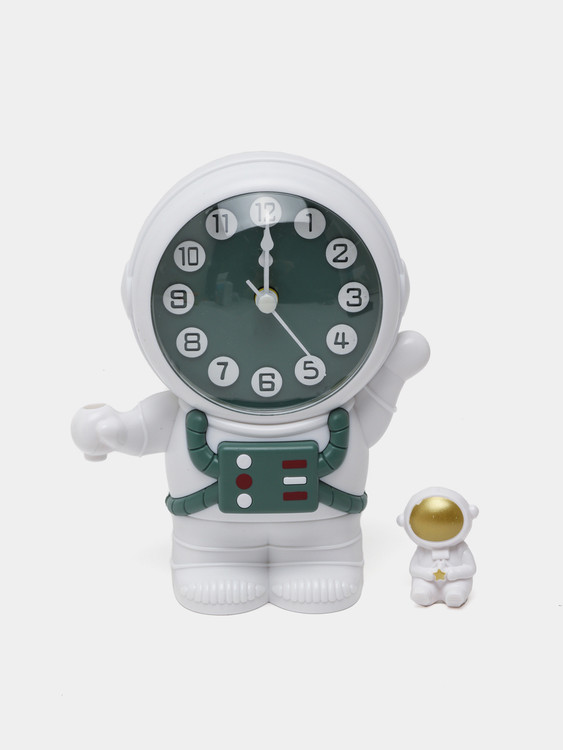 ساعت رومیزی فانتزی زنگ دار تراش دار طرح فضانورد سبز