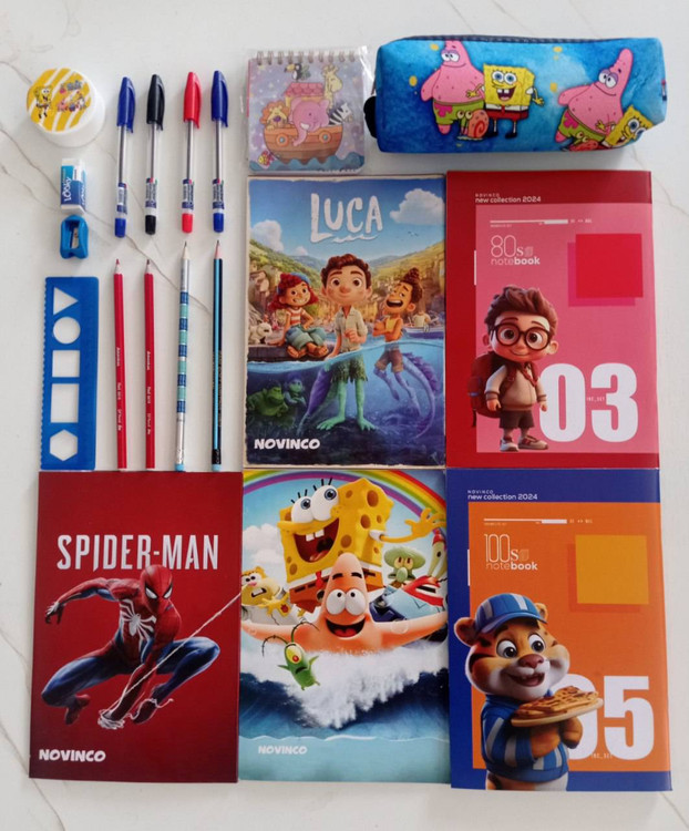 بسته لوازم تحریر سوم دبستان پسرانه اقتصادی مجموعه 19 عددی