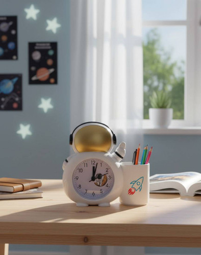 ساعت رومیزی زنگ دار مدل فضانورد دارای جا قلمی