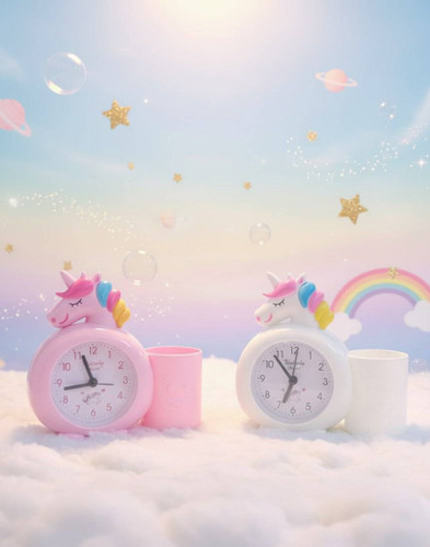 ساعت رومیزی زنگ دار کودک مدل تک شاخ دارای جا قلمی