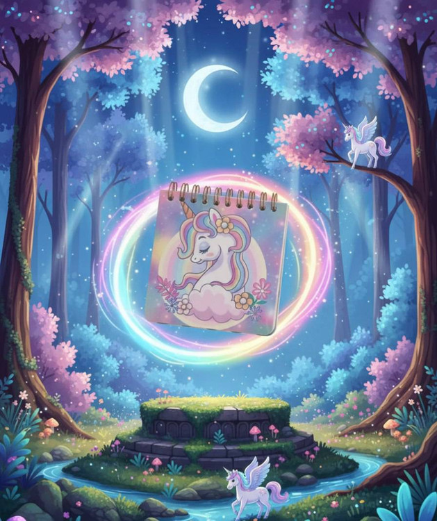 دفترچه 10×10 طرح دار فانتزی طرح تک شاخ