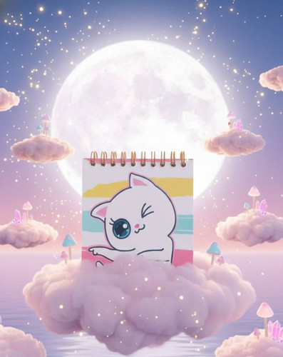 دفترچه 10×10 طرح دار فانتزی طرح گربه چشمک زن